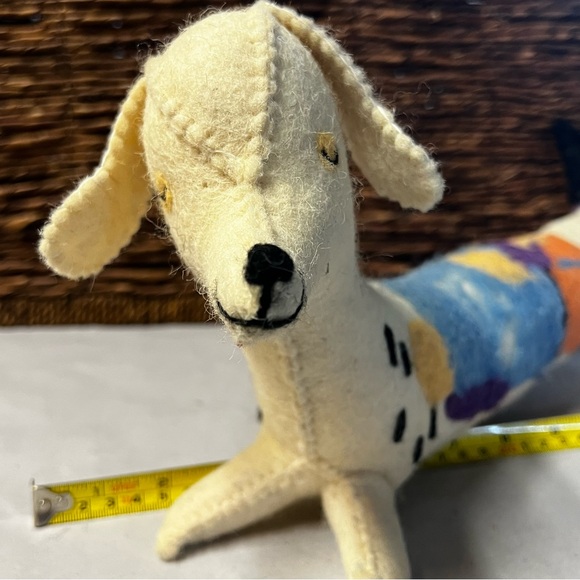 Vintage Handcrafted Dachshund Plush Stuffed Animal Wool Fabric Whimsical - Picture 1 of 12